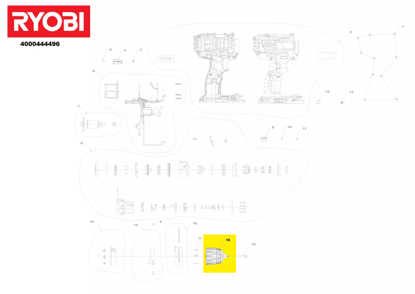 Mandrin réf. 5131033423 Ryobi